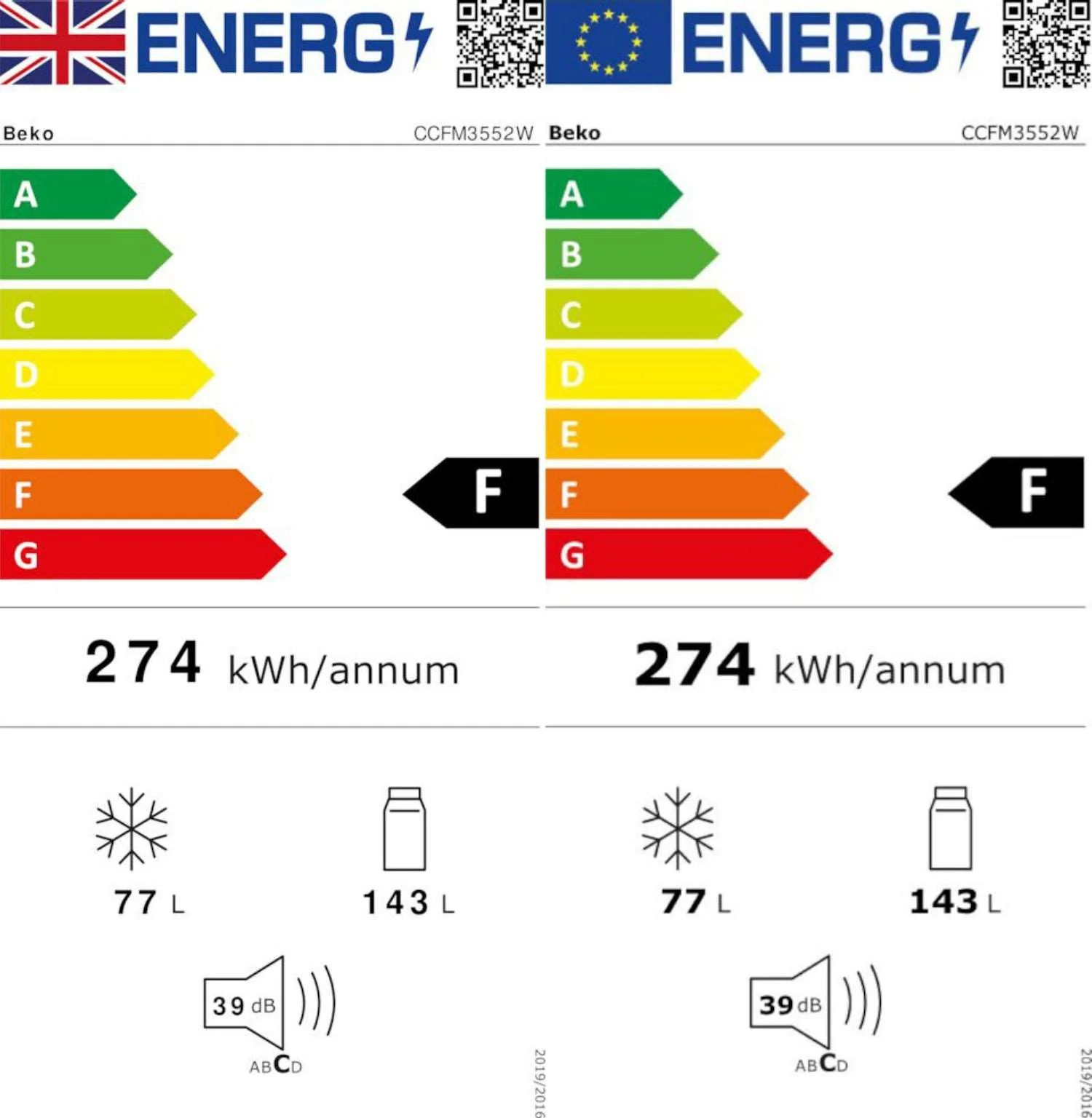 Beko CCFM4552W Freestanding Fridge Freezer - Image 5