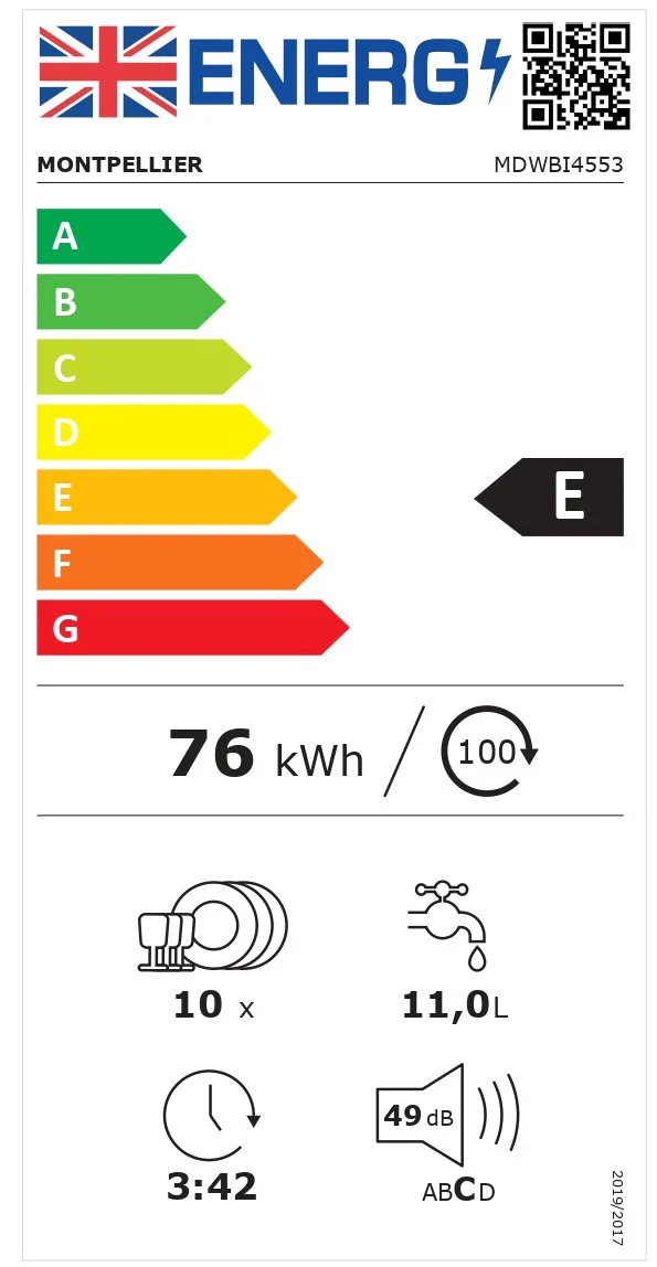 Montpellier MDWBID4553 Integrated Slim Dishwasher - Image 5